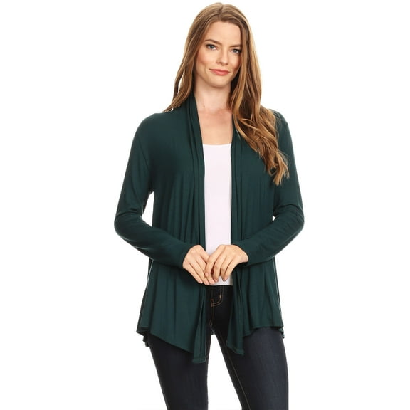 Women's Solid Casual Lightweight Long Sleeve Loose Fit Knit Sweater Cardigan