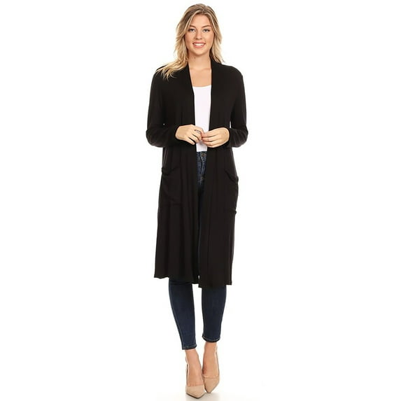 Women's Solid Casual Lightweight Loose Fit Pocket Open Front Knit Cardigan