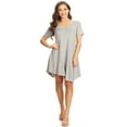 thumbnail image 1 of Women's Solid Casual Lightweight Relaxed Fit Short Sleeve Knit Tunic Top Dress, 1 of 5