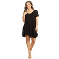 thumbnail image 1 of Women's Solid Casual Lightweight Relaxed Fit Short Sleeve Knit Tunic Top Dress, 1 of 5