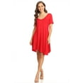 thumbnail image 1 of Women's Solid Casual Lightweight Relaxed Fit Short Sleeve Knit Tunic Top Dress, 1 of 4