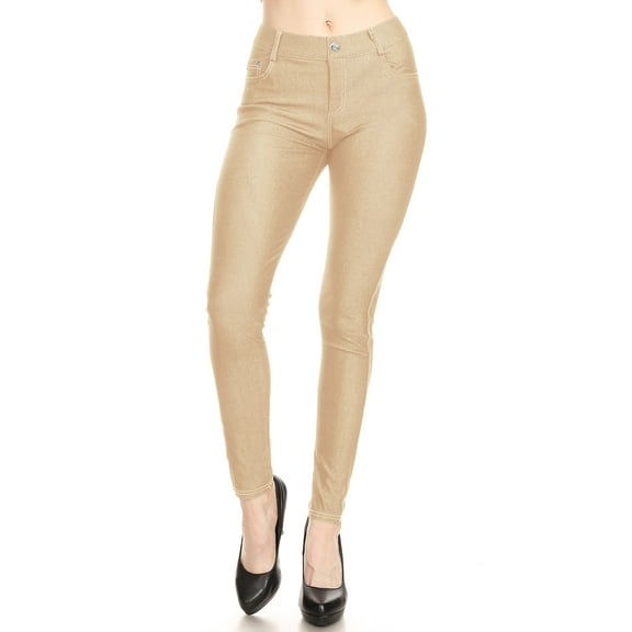 Women's Solid Casual Lightweight Stretchy Comfort Pocket Jean Jegging Pants S-3XL