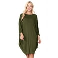 thumbnail image 1 of Women's Elegant Plus Size Loose Fit Dress Side Draped Dolman Sleeve Midi, 1 of 4