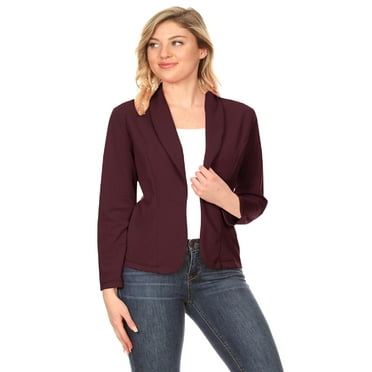 Women's Solid Casual Office Work Long Sleeve Open Front Blazer Jacket