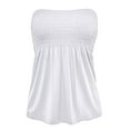 thumbnail image 1 of Women's Solid Casual Sexy Off Shoulder Tube Top Pleated Sleeveless Babydoll Shirts, 1 of 5