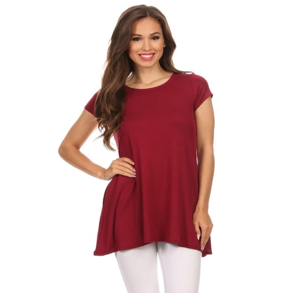 Women's Solid Casual Short Sleeve Loose Fit pockets Knit Shirt Tunic Top Tee/Made in USA