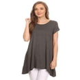 thumbnail image 1 of Women's Solid Casual Short Sleeve Loose Fit pockets Knit Shirt Tunic Top Tee S-3XL, 1 of 4