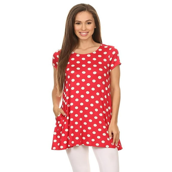 Women's Solid Casual Short Sleeve Loose Fit pockets Knit Tunic Top S-3XL
