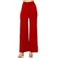 thumbnail image 1 of Women's Solid Casual Stretch Knit Elastic Waist tie Belt Wide Leg Pants, 1 of 5