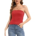 thumbnail image 1 of Women's Solid Casual Summer Ruched Side Double Layered Tube Top, 1 of 4