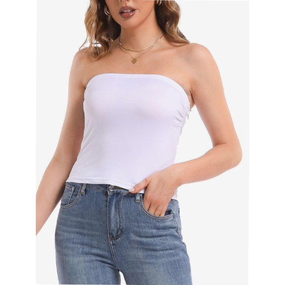 Women's Solid Casual Summer Ruched Side Double Layered Tube Top