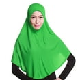 thumbnail image 1 of Women's Solid Color 80cm Long Head Scarf, Stretchy Pull On Hijab, Soft Cotton Blend Cover for Ramadan, Prayer, Everyday Wear Green, 1 of 5