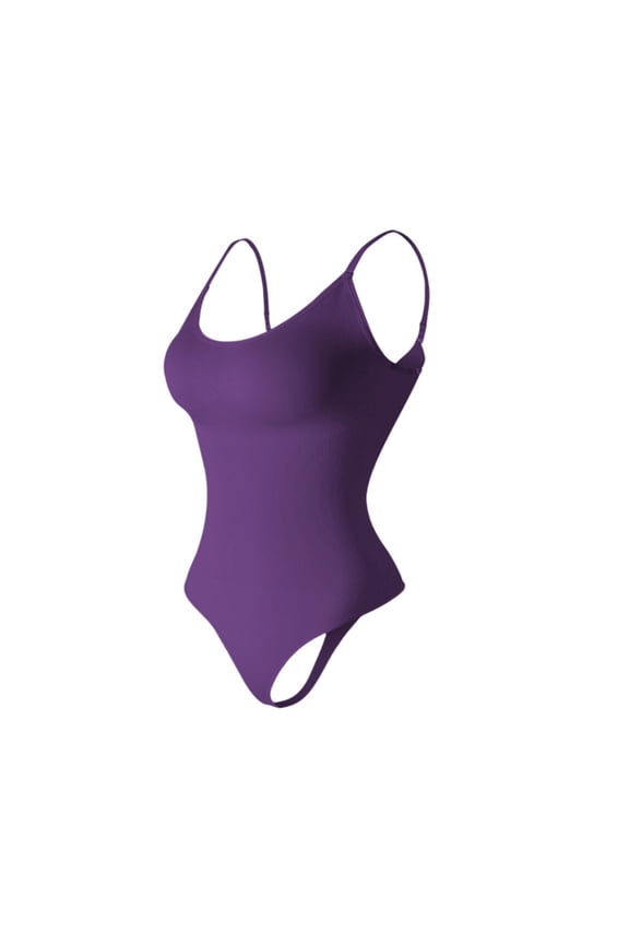 Women's Solid Color Adjustable Spaghetti Strap Bodysuit, Open Crotch Chest Support Shapewear, Tummy Control Body Shaper for Daily Wear