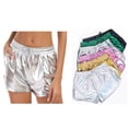 thumbnail image 1 of Women's Solid Color All-match Elastic Lace-up Shorts Leather Pants, 1 of 2
