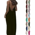 thumbnail image 1 of Women's Solid Color Backless Cami Dress, Womens Backless House Dress, Womens Long Dresses Adjustable, 1 of 6