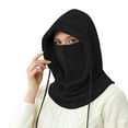 thumbnail image 1 of Women's Solid Color Balaclava Hood, 3-in-1 Windproof Thermal Face Mask and Neck Warmer, Cold Weather Ski Mask for Outdoor Sports Running Cycling - Black, 1 of 4