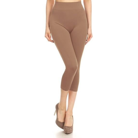 Women's Solid Color Basic Seamless Capri Slim Fit Stretch Skinny Comfy Pants Leggings
