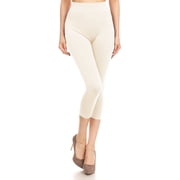 Women's Solid Color Basic Seamless Capri Slim Fit Stretch Skinny Comfy Pants Leggings