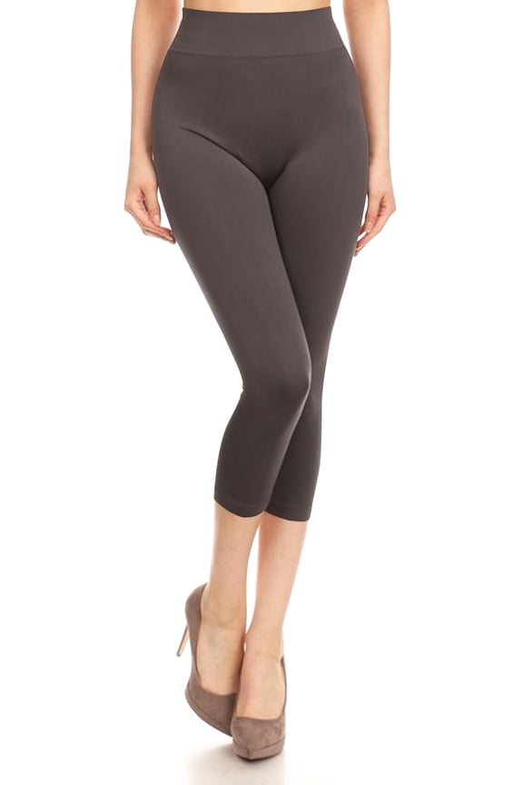 Women's Solid Color Basic Seamless Capri Slim Fit Stretch Skinny Comfy Pants Leggings