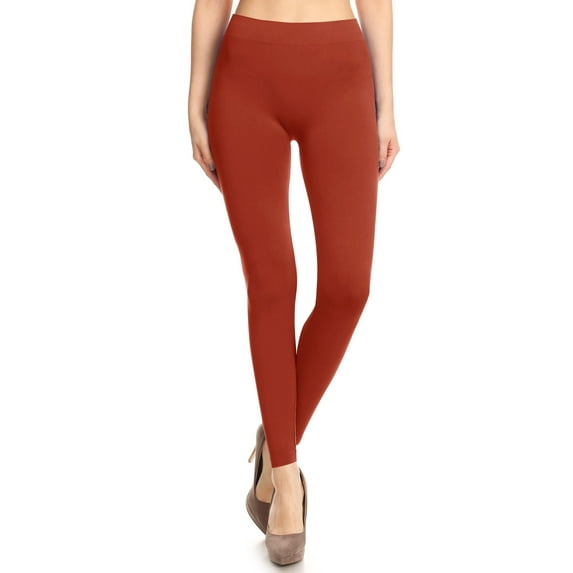 Women's Solid Color Basic Soft Comfy Elastic Waistband High Waist Leggings