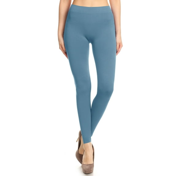 Women's Solid Color Basic Soft Comfy Elastic Waistband High Waist Leggings