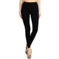 thumbnail image 1 of Women's Solid Color Basic Soft Comfy Elastic Waistband High Waist Leggings, 1 of 4