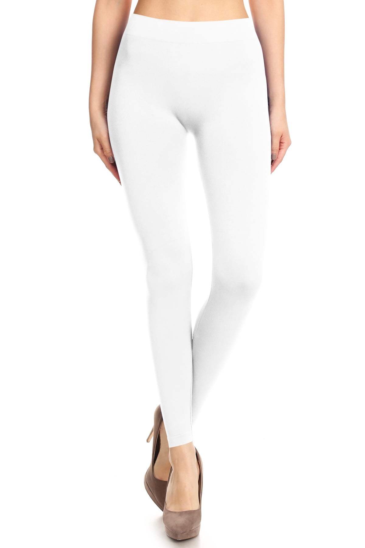 High Waist Elastic Knit Leggings with Elastic Waistband