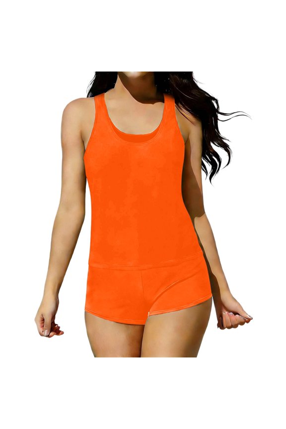 Women's Solid Color Bikini Jumpsuit Set with Ruching and High Waist for Beach and Pool