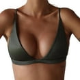 thumbnail image 1 of Women's Solid Color Bikini Top European Style Push Up Swimsuit Bra for Beach & Pool Wirefree Adjustable Triangle Bikini Top Green L, 1 of 3