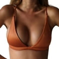 thumbnail image 1 of Women's Solid Color Bikini Top European Style Push Up Swimsuit Bra for Beach & Pool Wirefree Adjustable Triangle Bikini Top Orange XL, 1 of 3