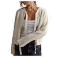 thumbnail image 1 of Women's Solid Color Bow Tie Cardigan Loose Long Sleeve Sweater Coat Casual Wear Comfortable Warm Knit Outerwear, 1 of 1