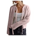 thumbnail image 1 of Women's Solid Color Bow Tie Cardigan Loose Long Sleeve Sweater Coat Casual Wear Comfortable Warm Knit Outerwear, 1 of 1