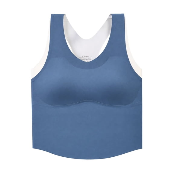 Women's Solid Color Bra U-Neck Longline Seamless Wireless Built-in Cup ...