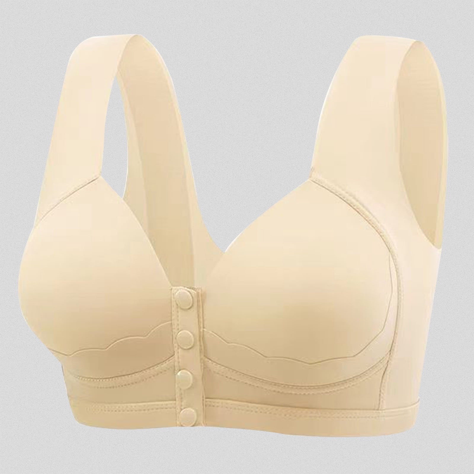 Solid Color Bra Women's Solid Color Bra With No Wire Front Buckle Sports Bra with Cups ...