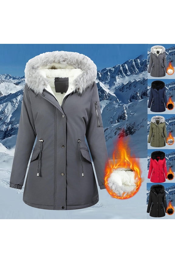 Women's Solid Color Button Long Sleeve Parka with Hood and Waist Bandage Zipper Outerwear Jacket Coat for Casual Daily Wear Travel Fashion Essential | Ihhddx,Black L