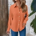 thumbnail image 1 of Women's Solid Color Button Pocket Long Sleeve Turndown Collar Blouse Tops - Soft and Breathable Shirt with Loose Fit for Seasonal Wear, Limited Time Offer Under 10 Dollars, 1 of 6
