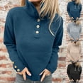 thumbnail image 1 of Women's Solid Color Button Turtleneck Pullover Sweater Tops Shirts Blouses Crewneck Loose Fit Soft Casual Work Office Vacation Fashion Essential Gift for Women | CSEONE,Gray L, 1 of 8