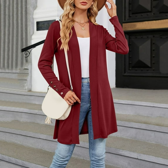 Women's Solid Color Buttoned Loose Long Sleeved Cardigan Knitted Jacket Womens Button up Sweaters Oversized Knit Cardigan Big Sweater Cardigan Cardigan Knitted Large Sweaters for Women plus Size