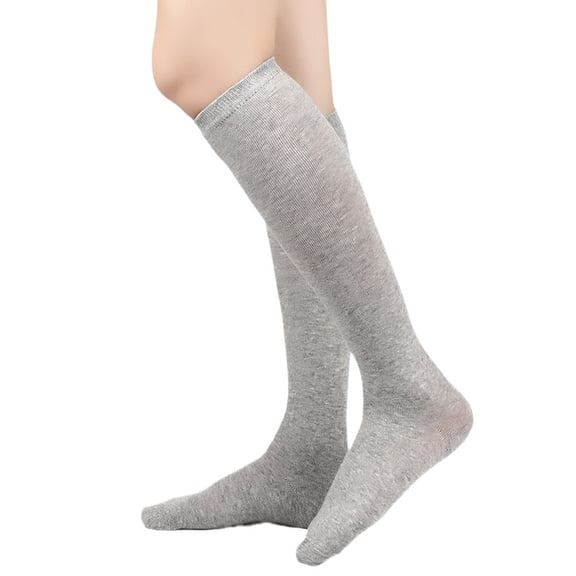 Women's Solid Color Calf-high And Knee-high Socks, Basic Mid Calf Socks, Everyday Casual Socks, Light Gray