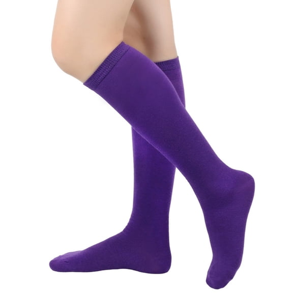 Women's Solid Color Calf-high And Knee-high Socks, Basic Mid Calf Socks, Everyday Casual Socks, Purple