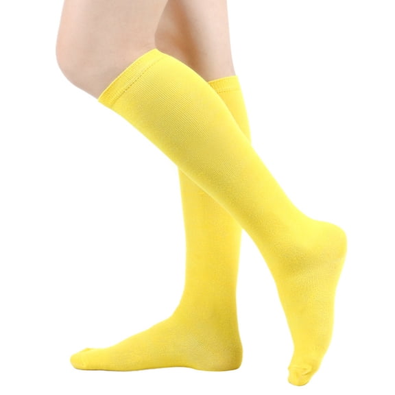 Women's Solid Color Calf-high And Knee-high Socks, Basic Mid Calf Socks, Everyday Casual Socks, Yellow