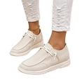 thumbnail image 1 of Women's Solid Color Canvas Sneakers, Low-Top Lace-Up Casual Shoes, Breathable Comfortable Flat Footwear for Daily Walking, 1 of 5