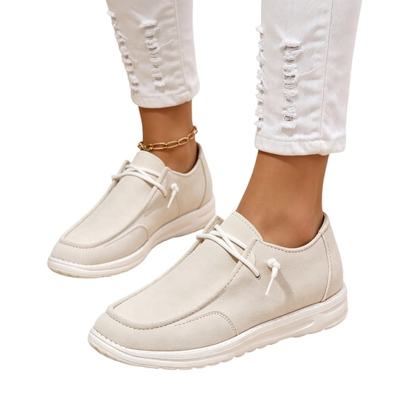 Women's Solid Color Canvas Sneakers, Low-Top Lace-Up Casual Shoes, Breathable Comfortable Flat Footwear for Daily Walking