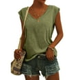 thumbnail image 1 of Women's Solid Color Cap Sleeve Blouses Casual Loose Fit Basic Tank Tops Soft T-Shirt, 1 of 9