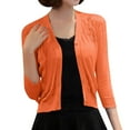 thumbnail image 1 of Women's Solid Color Cardigan Hollow Out Knit Sweater Short Coat Cardigan Sweaters For Women Fall Orange, 1 of 2