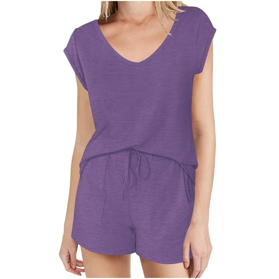 Women's Solid Color Casual And Comfortable Short-Sleeved Top And Shorts Home Wear Short-Sleeved Round Neck Suit
