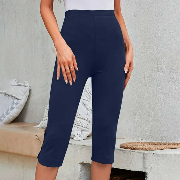 Women's Solid Color Casual Capri Leggings Lightweight and Breathable 7/8 Length Pants for Summer Comfort Women Pants Casual Boot Cut Business Casual Pants for Women Long up Pants for Women Work