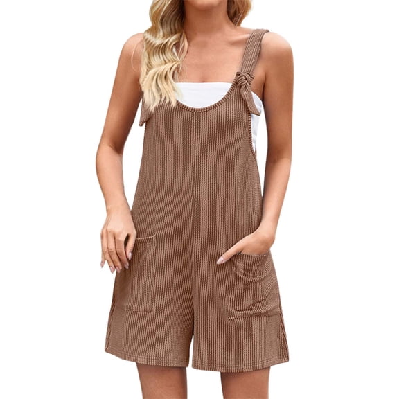 Women's Solid Color Casual Everyday Sleeveless Romper Pure Color, Sleeveless, Jumpsuit Style with Adjustable Strap