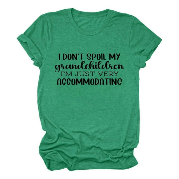 Women's Solid Color Casual Fashion Letter Printed Round Neck Short Sleeved T Shirt Top