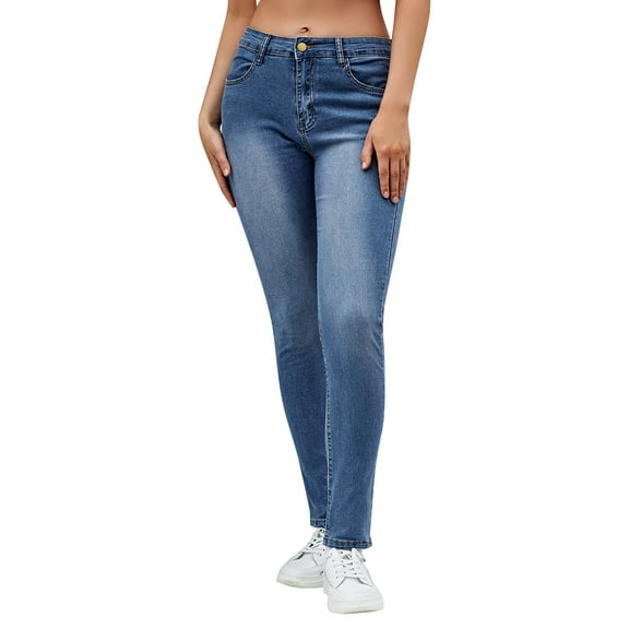 Women's Solid Color Casual Fashion Slim Fit Elastic Denim Pants
